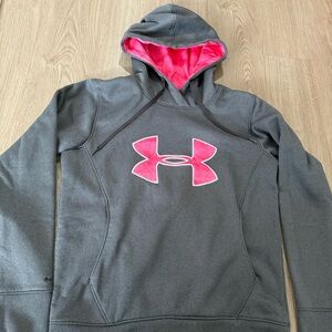 Under Armour Gray Hoodie with Pink Logo